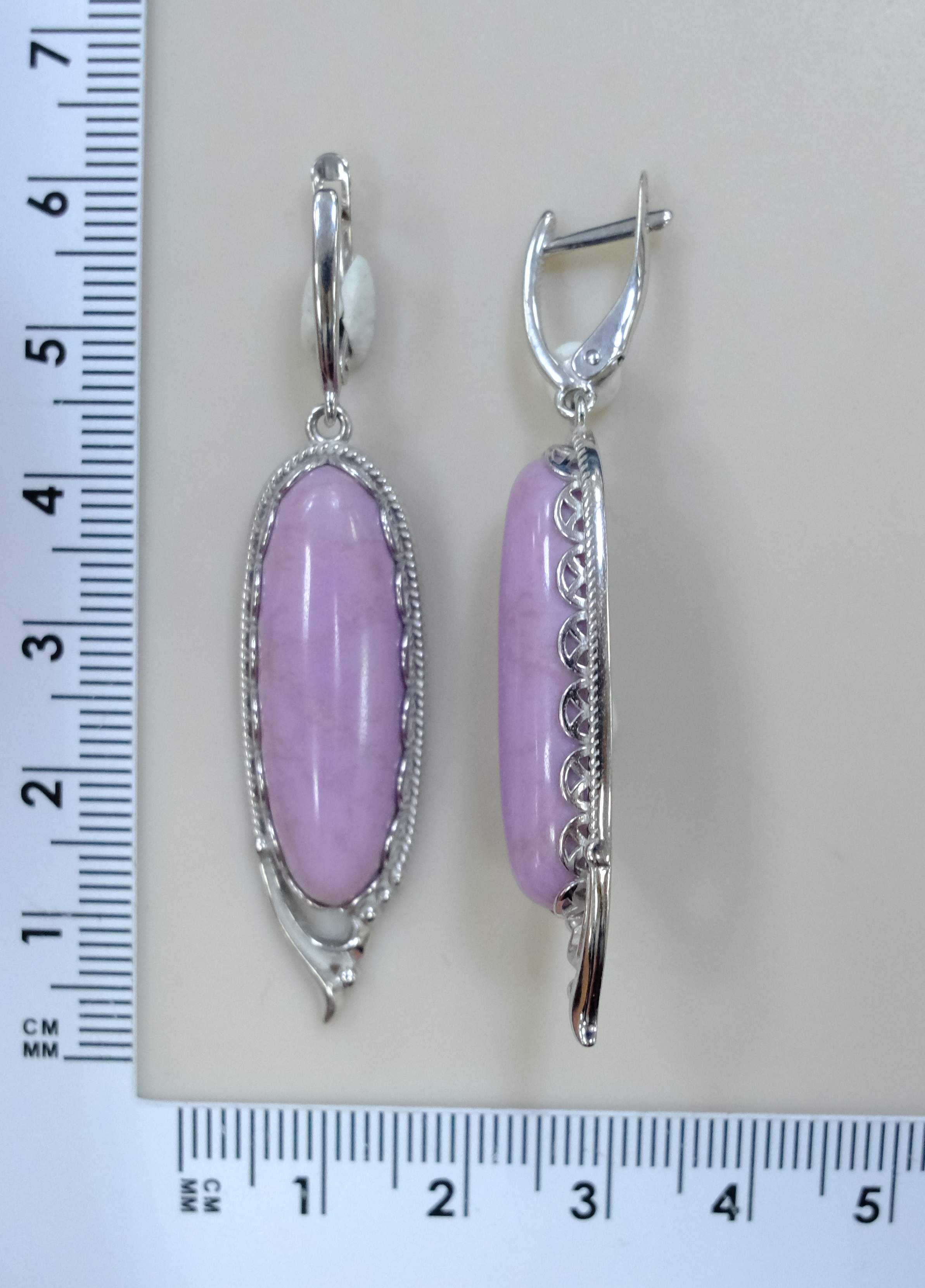 Серебряные серьги с фосфосидеритами